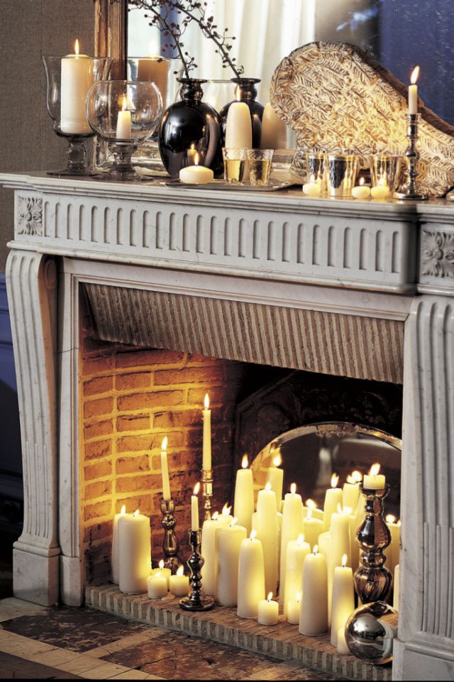 Decoración chimenea con velas