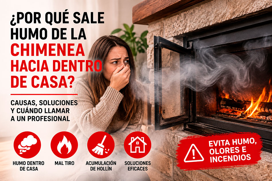 Humo de la chimenea hacia dentro de casa